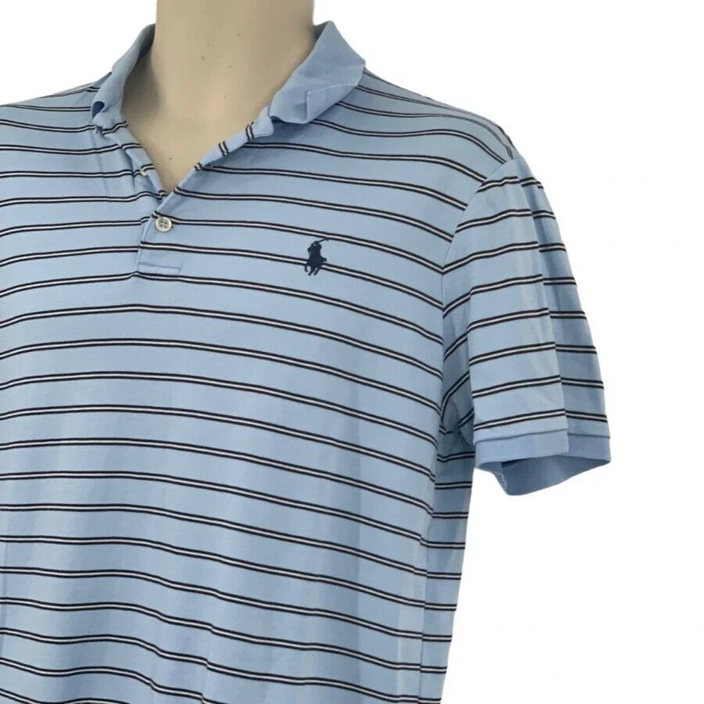 Polo Ralph Lauren Men's SS Pullover‎ Golf Polo Shirt Blue/Black Stripe S